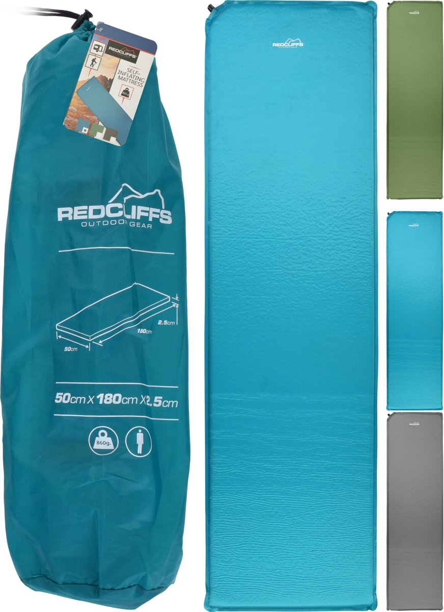  Redcliffs - Zelfopblaasbare Slaapmat Groen - Zelfopblaasbaar Matras 180 X 50 Cm - Camping Matras - Groen
