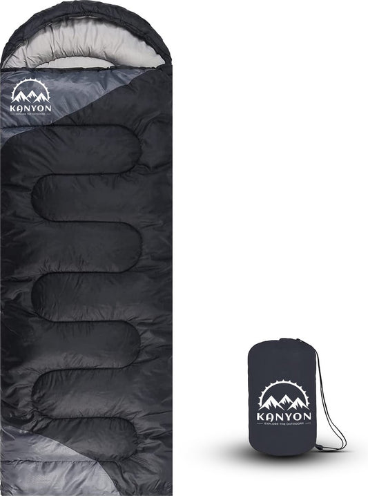  Kanyon Slaapzak - Volwassen - Mummieslaapzak Met Capuchon - 1.6kg - Kamperen - Zwart/Grijs - Ca. 220 X 75 Cm - Comfortzone: 5-16 Graden - Incl. Draagtas