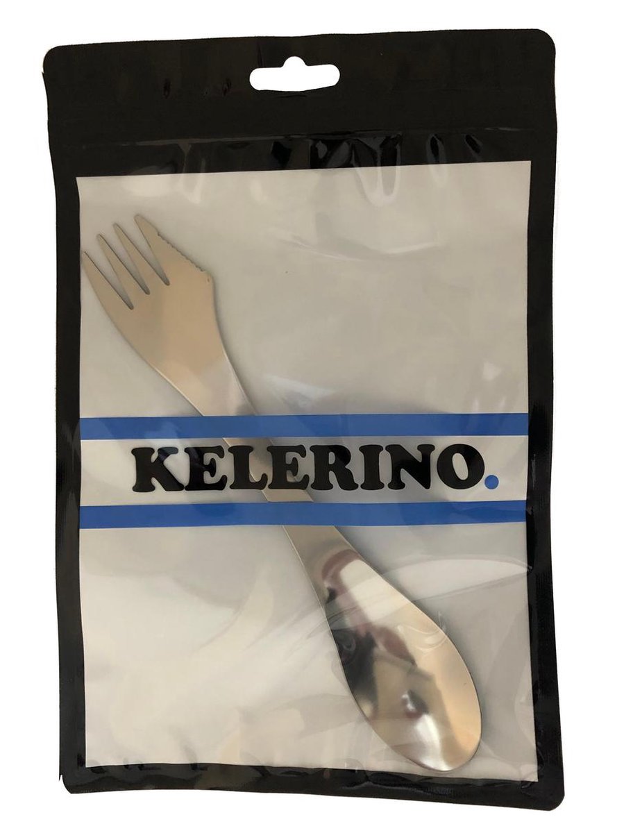  KELERINO. RVS Spork - Survival Outdoor Camping - Vork, Lepel &amp; Mes