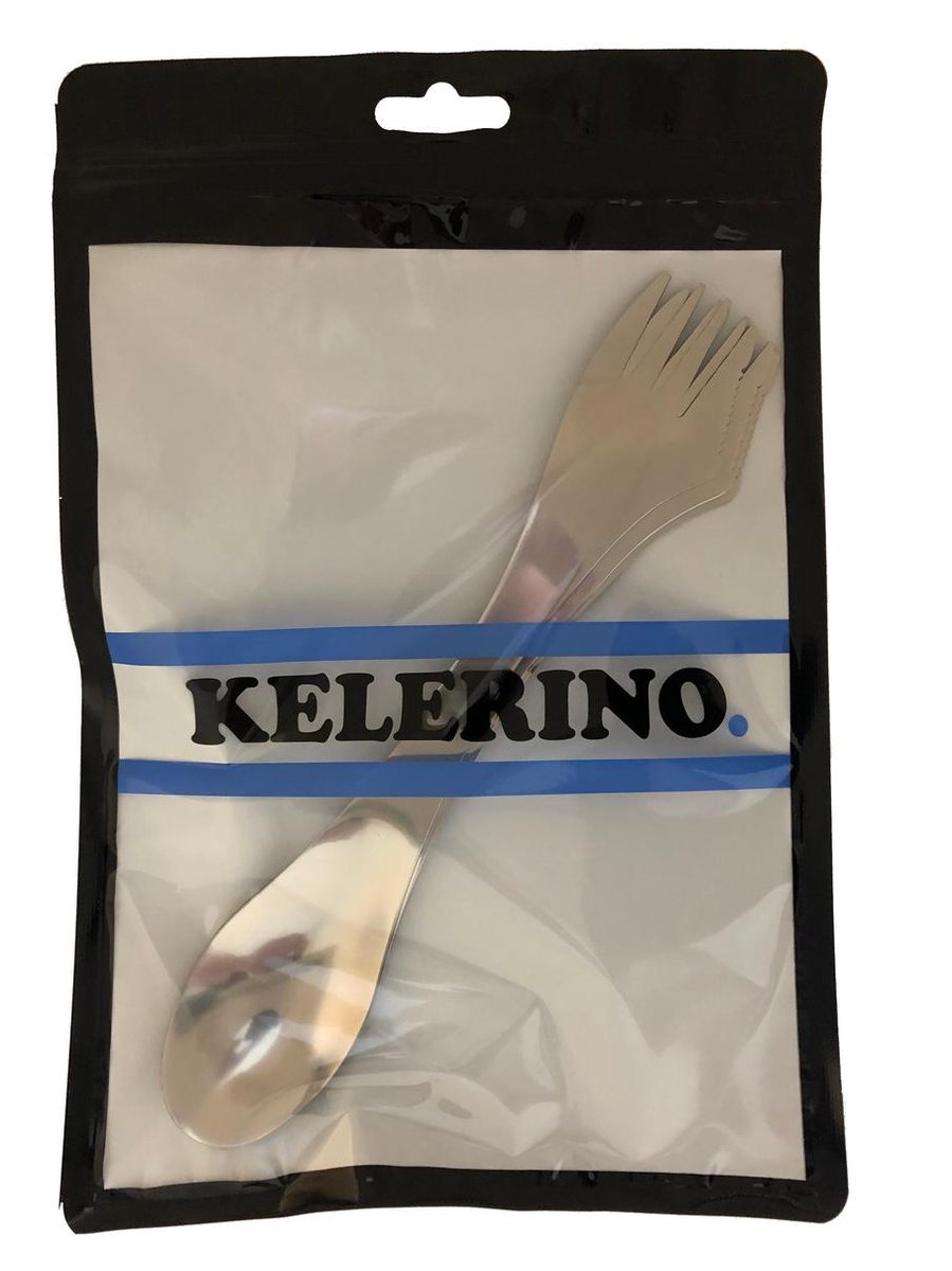  KELERINO. RVS Spork - Survival Outdoor Camping - Vork, Lepel &amp; Mes - 3 Stuks