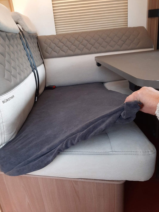  Bankhoes Voor Camper / Mobilhome / Caravan Carré Stretch Badstofhoes Per Stuk Kleur Antraciet Universeel Model