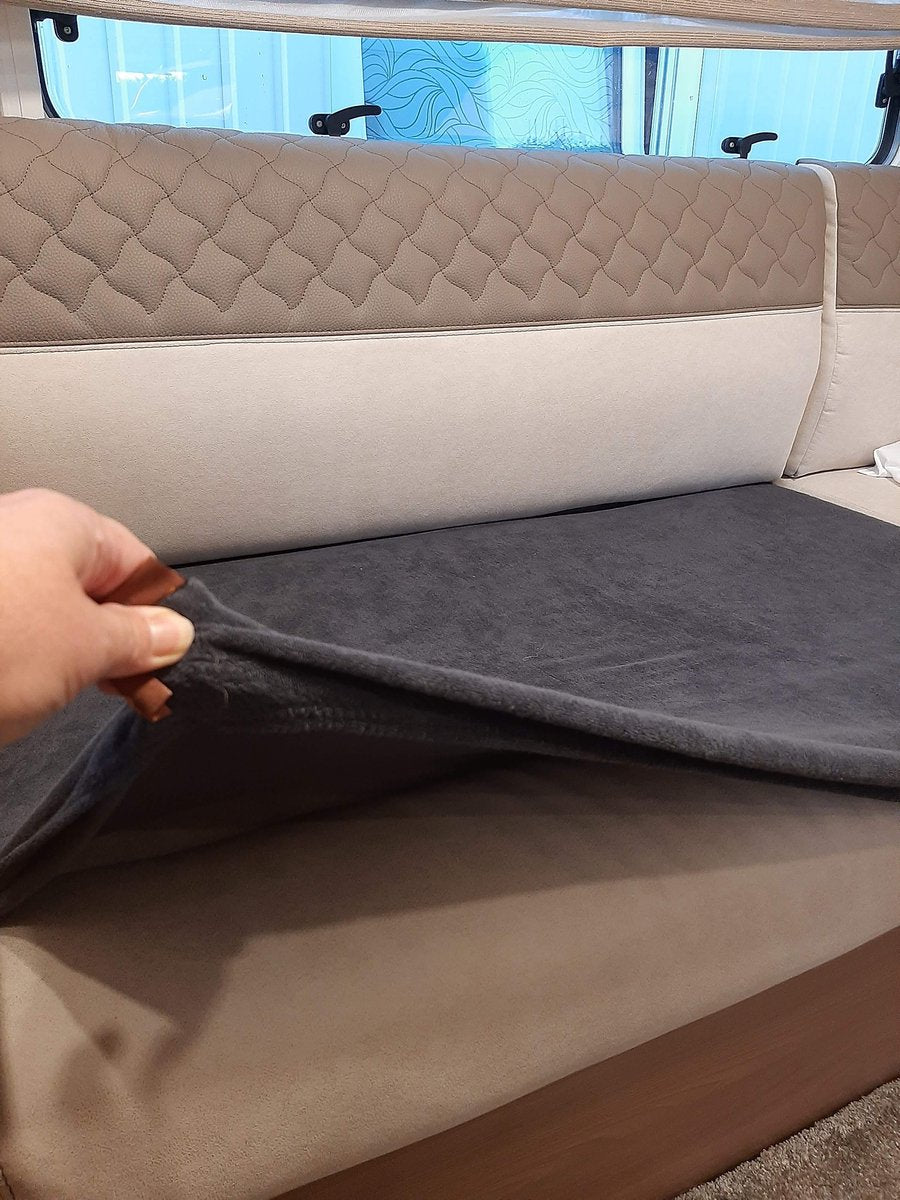  Bankhoes Voor Camper / Mobilhome / Caravan Carré Stretch Badstofhoes Per Stuk Kleur Antraciet Universeel Model