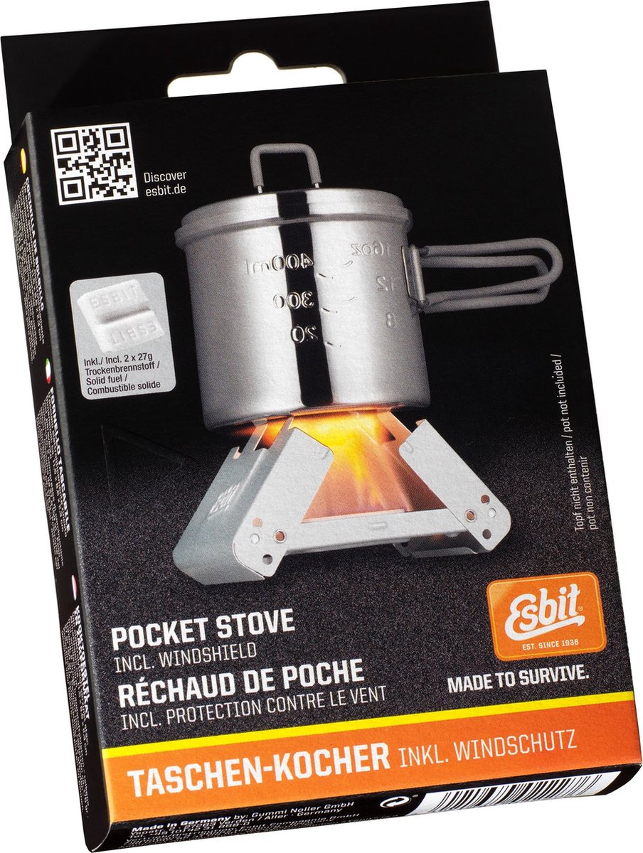  Esbit Brander Pocket Stove M - Incl 2x27 Gr Esbit Blokjes - Compact