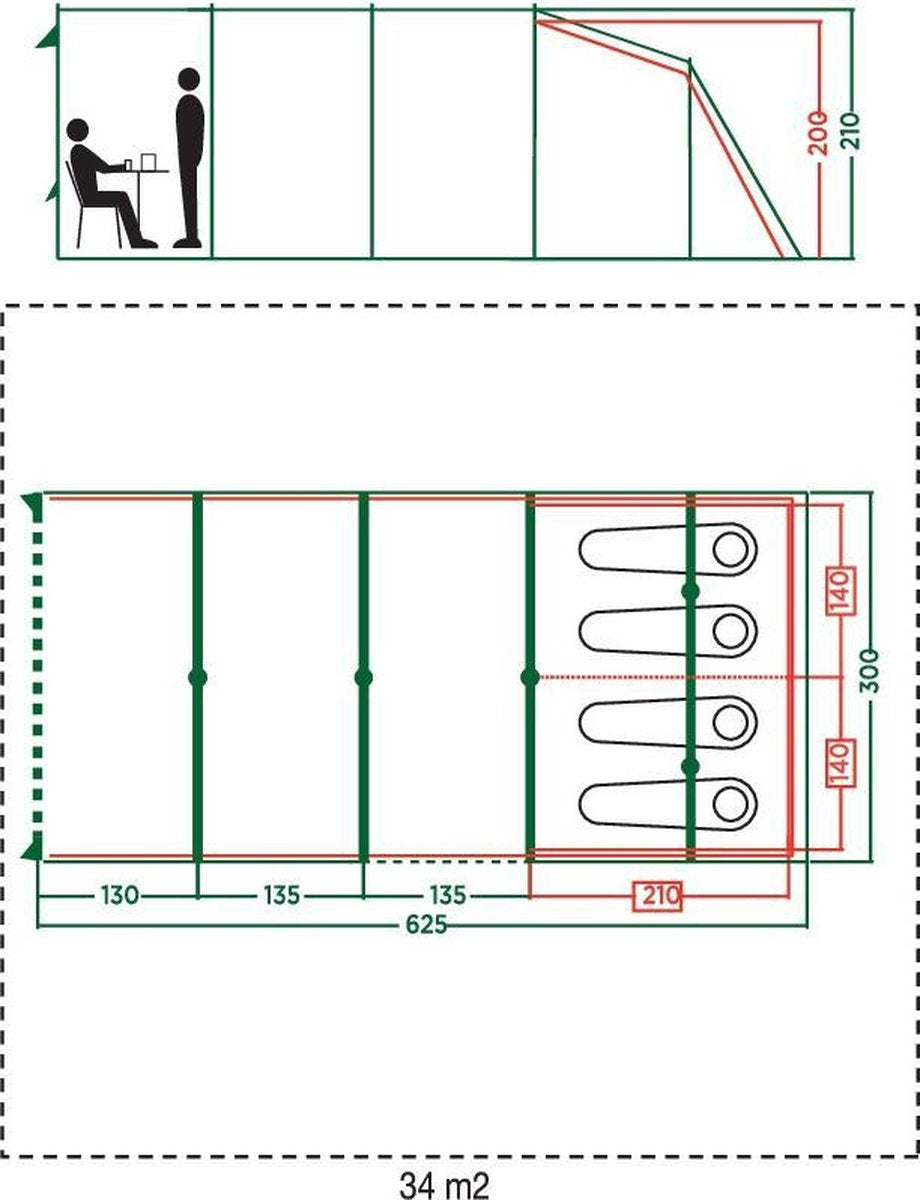  Coleman Vail 4L Tunneltent - Familie Tent - 4-Persoons - Grijs/Groen
