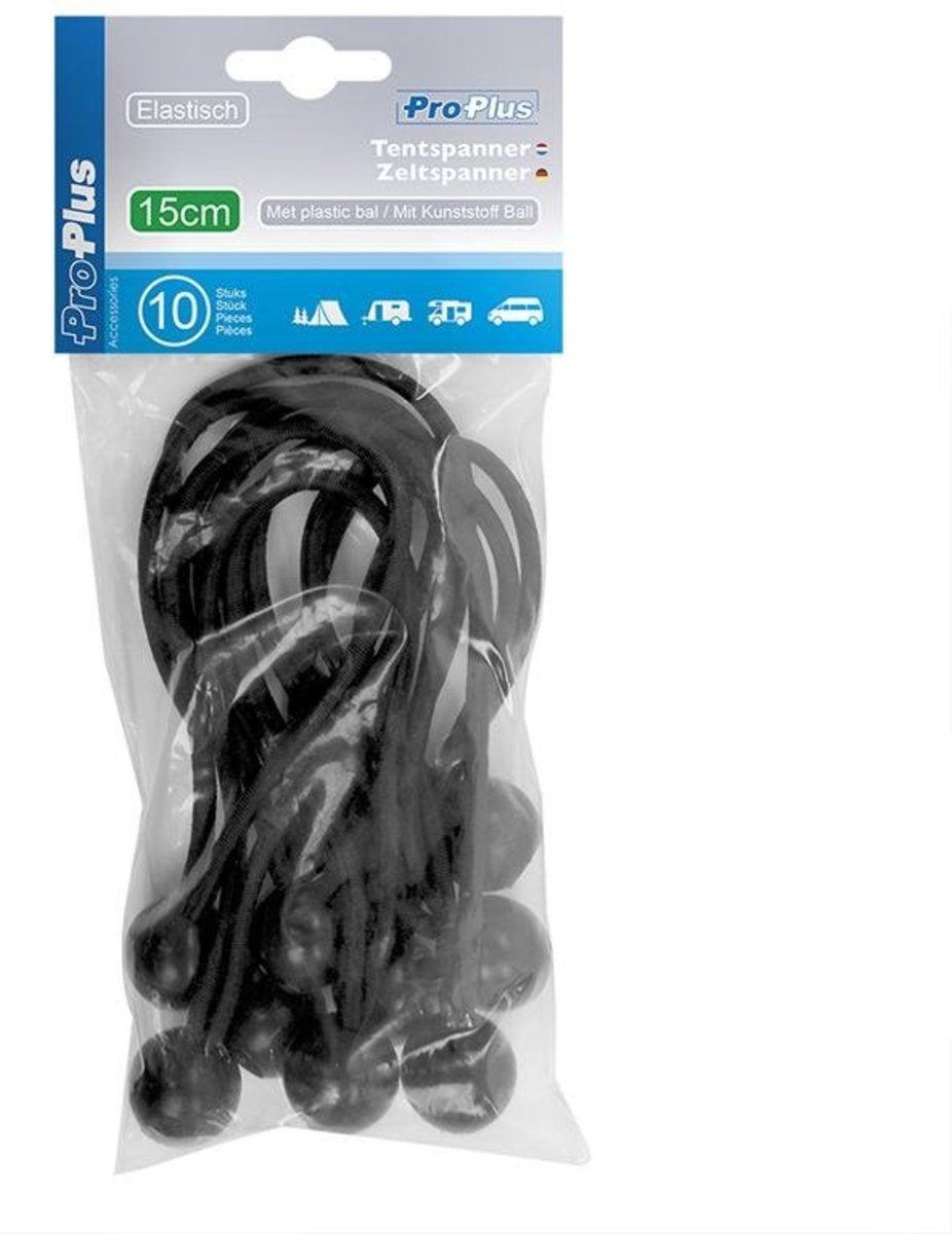  ProPlus 365644 Tentspannerset Zeltspanner-Set 10 Stück - Elastisch 15cm Mit Kunststoffball 10 Stuk(s)