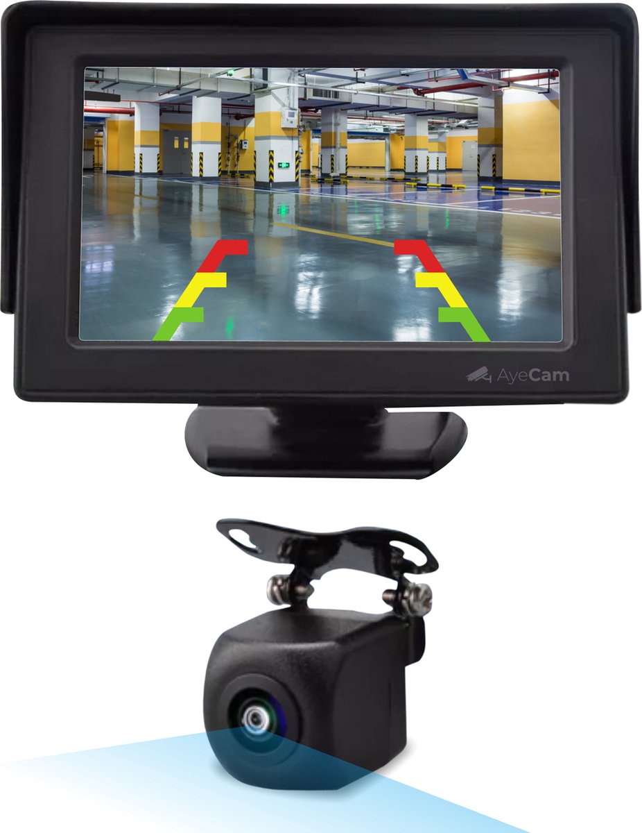  AyeCam Achteruitrijcamera - 4,3 Inch Scherm - 2 Kanaals – Nachtzicht - Incl. Begeleidingslijnen
