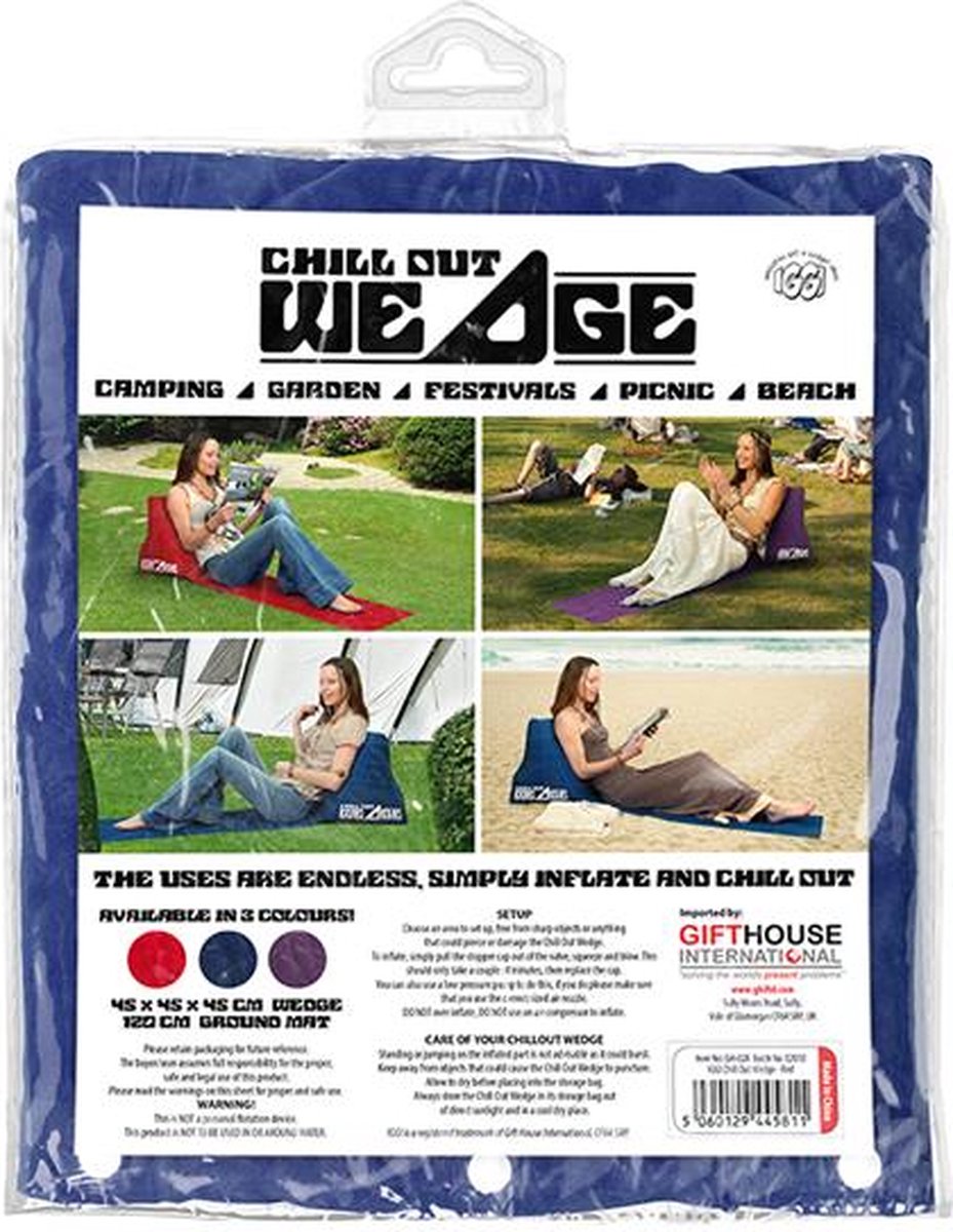  CKB LTD - Chill Out - Luchtbed - Campingstoel - Wedge Opblaasbare Ligstoel - Blauw Strandstoel 1 Persoons Volwassen Luchtbedden Kampeerstoel Vouwstoel Stoel Slaapmatje Slaapmatten Opvouwbaar Volwassenen Tuinstoel Opblaasstoel Kampeerstoelen Lucht