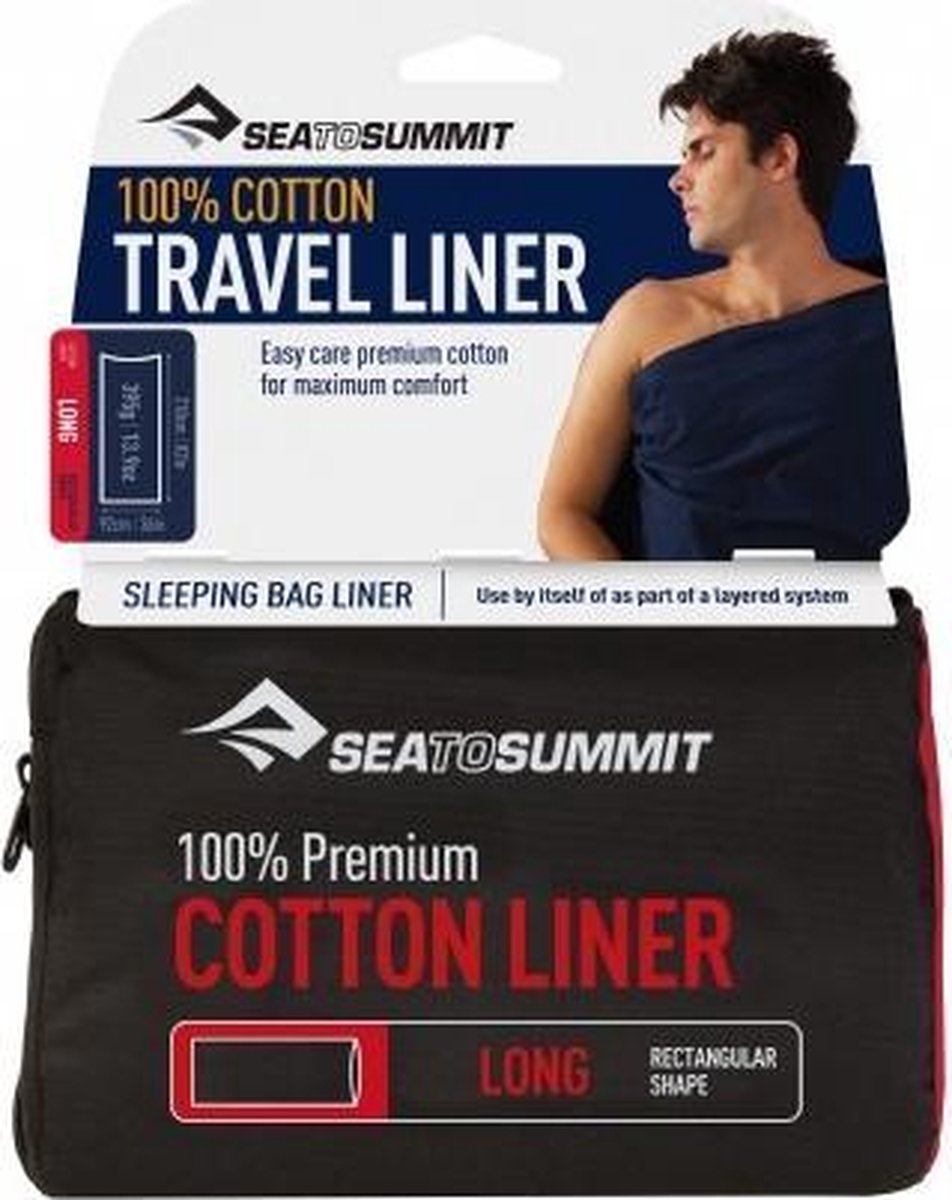  Sea To Summit - Premium Cotton Liner - Lakenzak - Katoen - Oceaan Blauw - Recht Model Lang