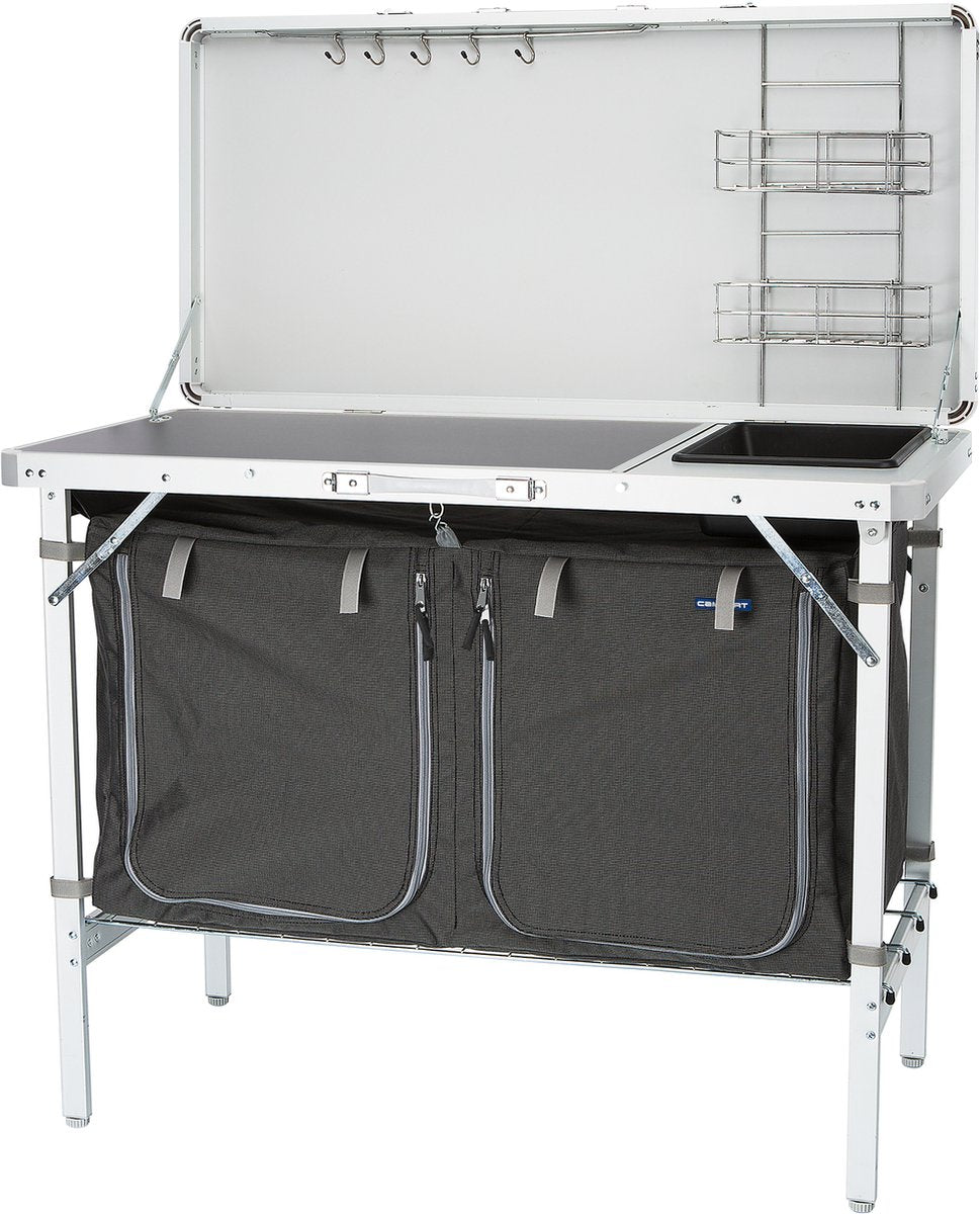  Campart Campingkeuken KI-0757 – Complete Keuken En Campingkast – Opvouwbaar En Inclusief Draagtas - Grijs