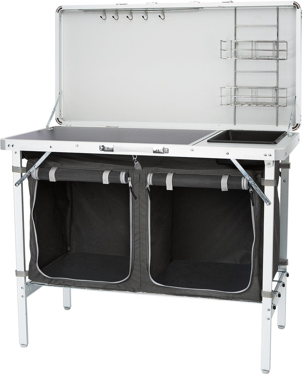  Campart Campingkeuken KI-0757 – Complete Keuken En Campingkast – Opvouwbaar En Inclusief Draagtas - Grijs
