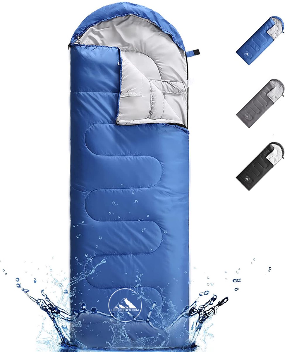  HikeMeister ® Mummy Slaapzak Kamperen Blauw Ca. 220 X 75 Cm Met Draagtas