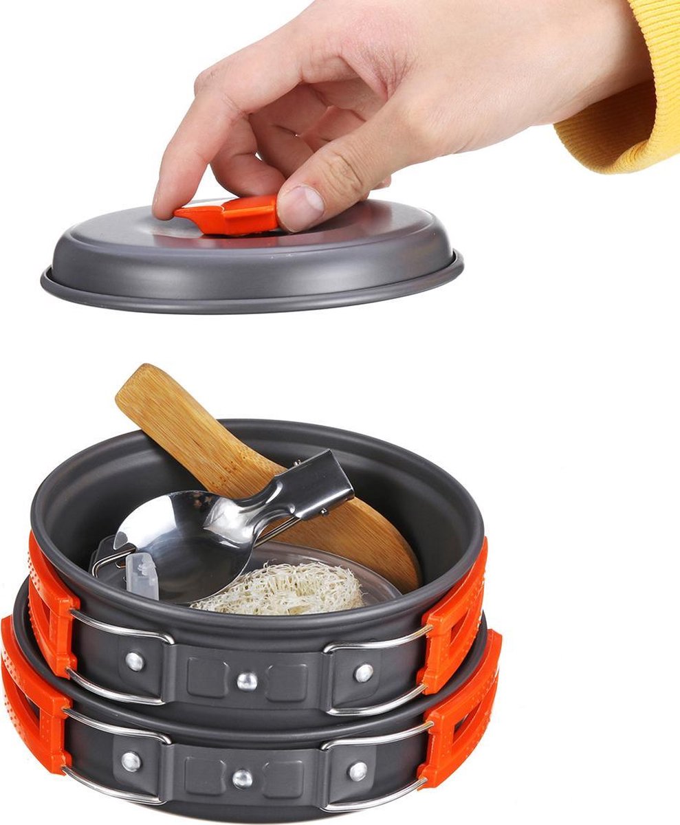  Camping Outdoor Kookset 13-delig Camping Servies En Pannen Pannenset Keukengerei - BPA-vrij &amp; Geen Giftige Stoffen - Opvouwbaar &amp; Licht - Ideaal Voor Reizen, Festival, Wandelen